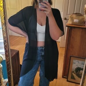 Black Sheer Kimono Cardigan